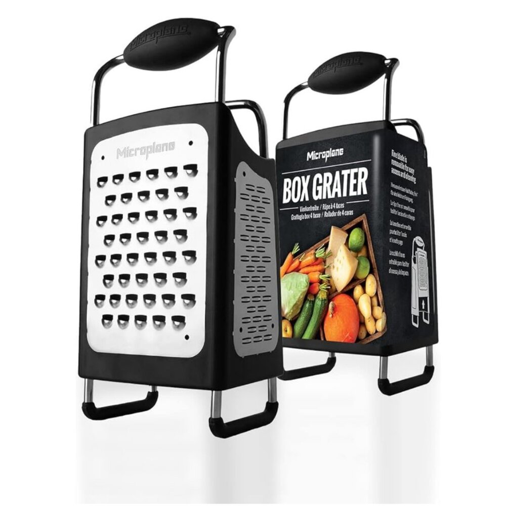 Microplane Box Grater 4-Sided Stainless Steel Ultra-Sharp Multi-Purpose